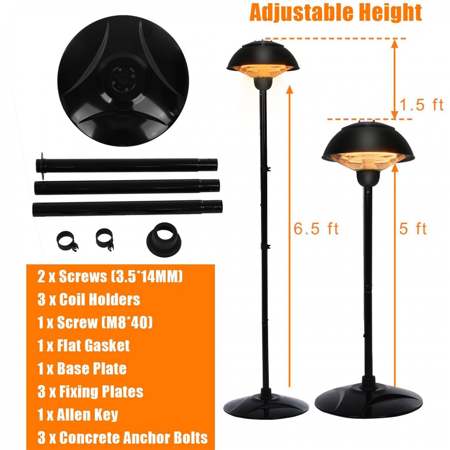 Hammered Bronze Electric Patio Heater, 1500W Infrared, Freestanding, Weather-Resistant for Outdoor Use
