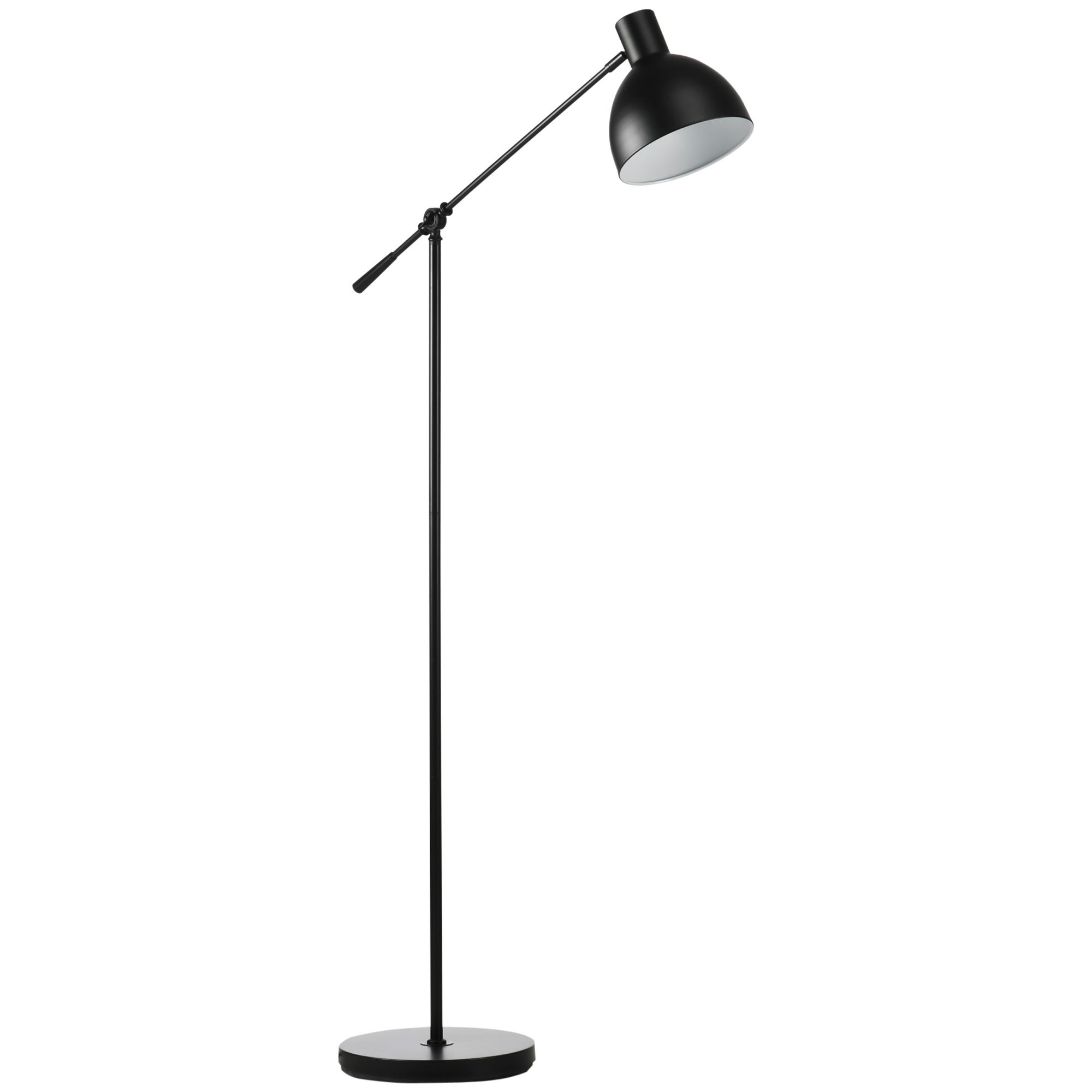 HOMCOM Stehleuchte im Industriedesign, höhenverstellbar, Bodenschalter; 30 m x 30 cm x 131 cm, Schwarz