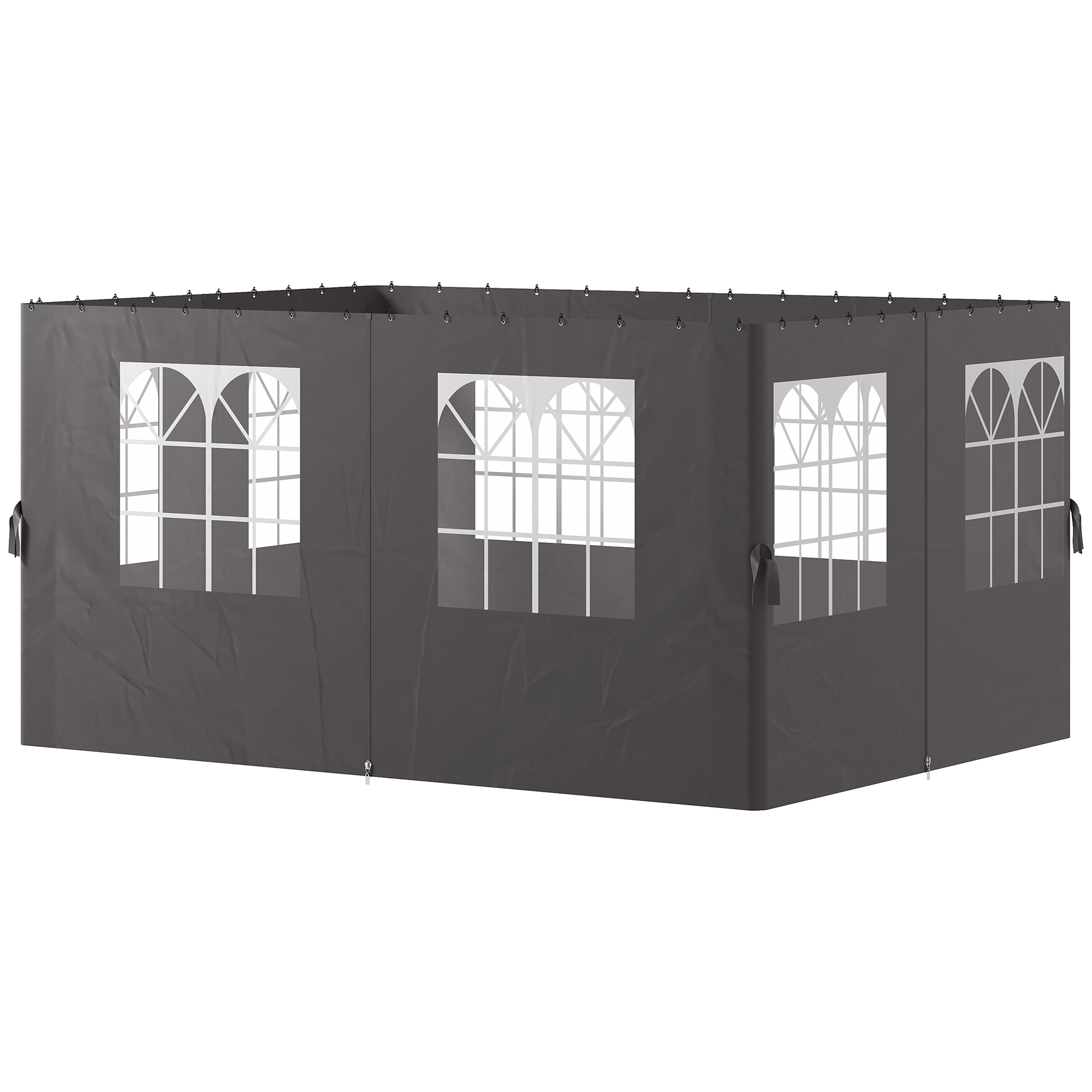 Outsunny Pavillon-Seitenwände, 4 Seitenwand-Paneele für Gartenpavillon, mit Reißverschluss, 3 x 4 m Pavillon, Dunkelgrau