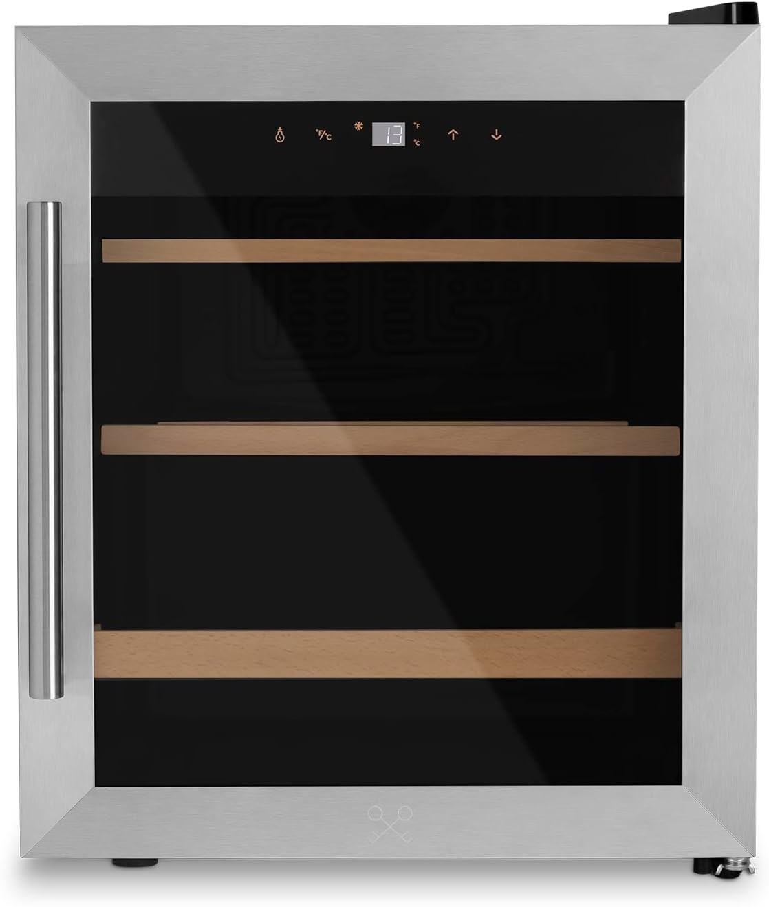 LES PETITS CHAMPS Cantina per vino 15 bottiglie di conservazione CAVC15 46L, porta in acciaio inossidabile, anti-UV, sistema termodinamico regolazione da 4°C a 18°C, silenziosa, illuminazione a LED, 2