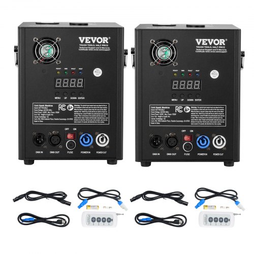 VEVOR 2x Funkenmaschine 500 W Pyrotechnikmaschine Aluminiumlegierung DMX Controller Einstellbar 2–4m Cold Spark Machine 7 min pro Nachladen Ideal für Hochzeit, DJ Show, Partys