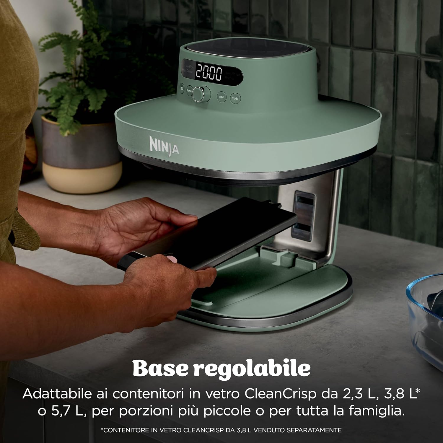 Ninja CRISPi PRO XL, Friggitrice ad Aria in Vetro, Verde Muschio, AS090EUGN