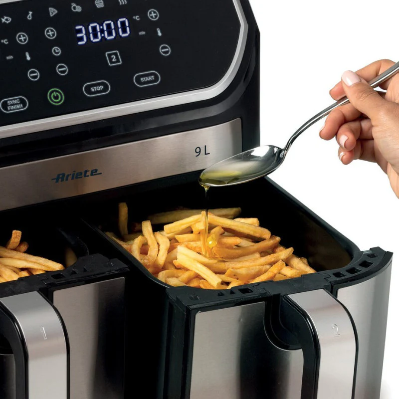 Friggitrice ad aria 9L 2100W - 11 programmi - Doppio cestello - Nero/Silver