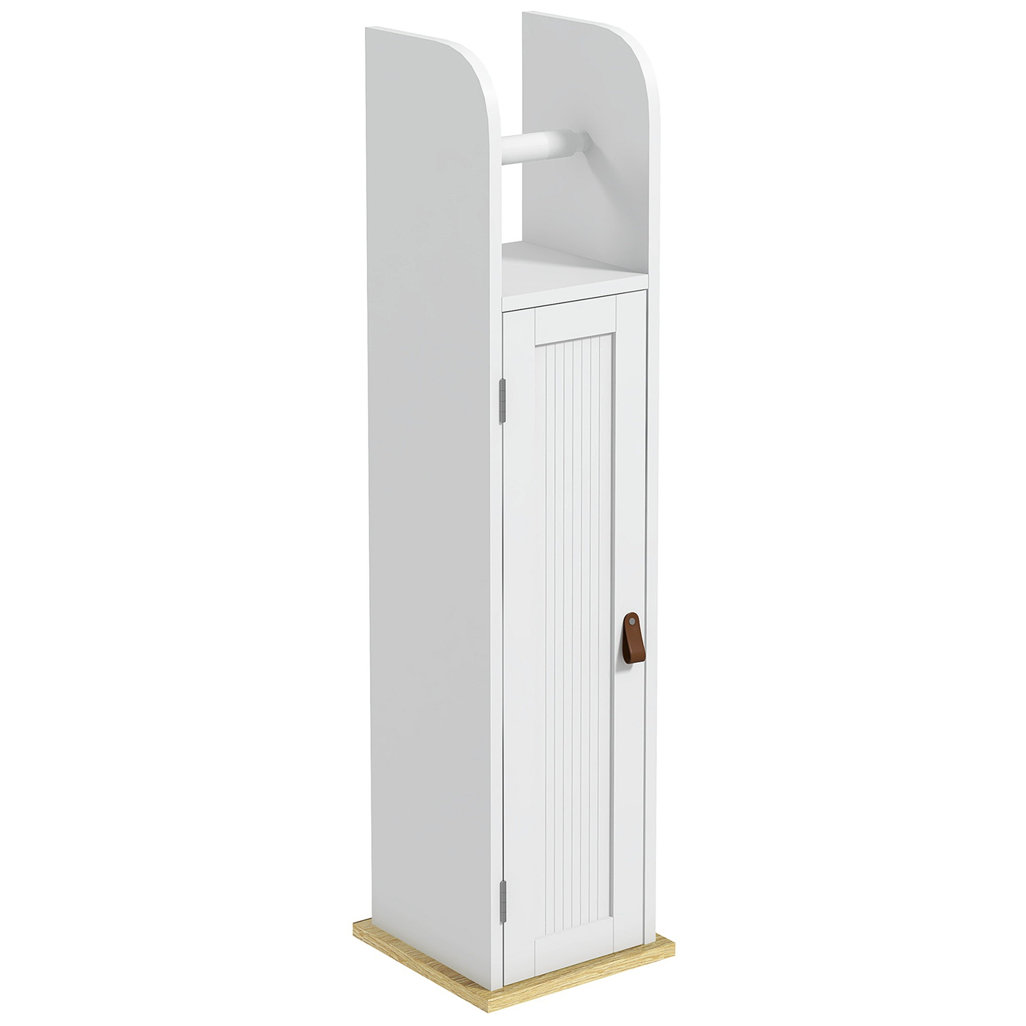 kleankin Badezimmerschrank mit Toilettenpapierhalter und verstellbaren Regalen 20 x 20 x 80 cm weiß