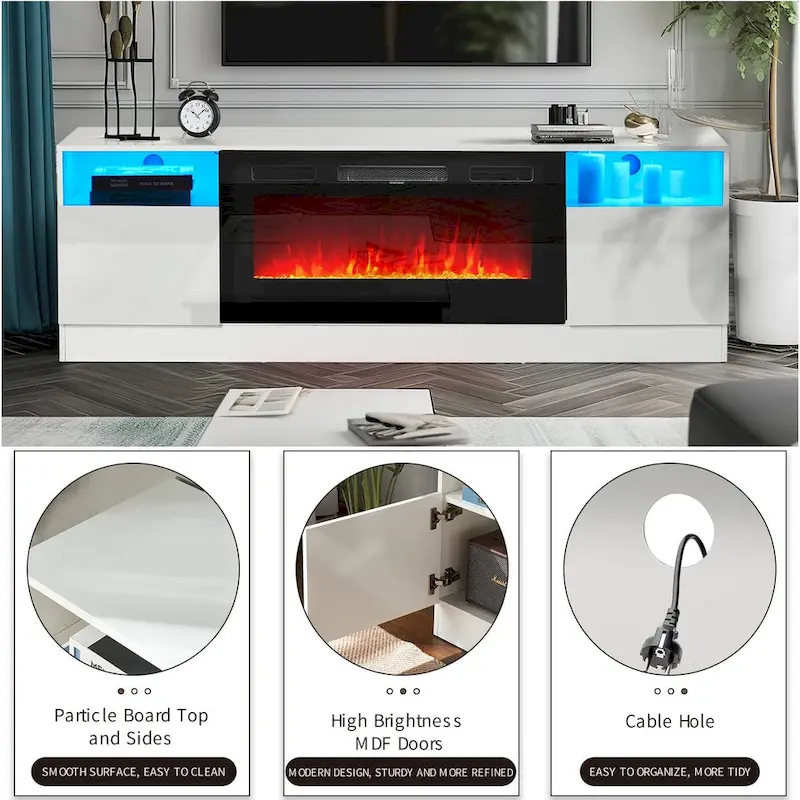 70 Fireplace TV Stand with 36 Electric Fireplace