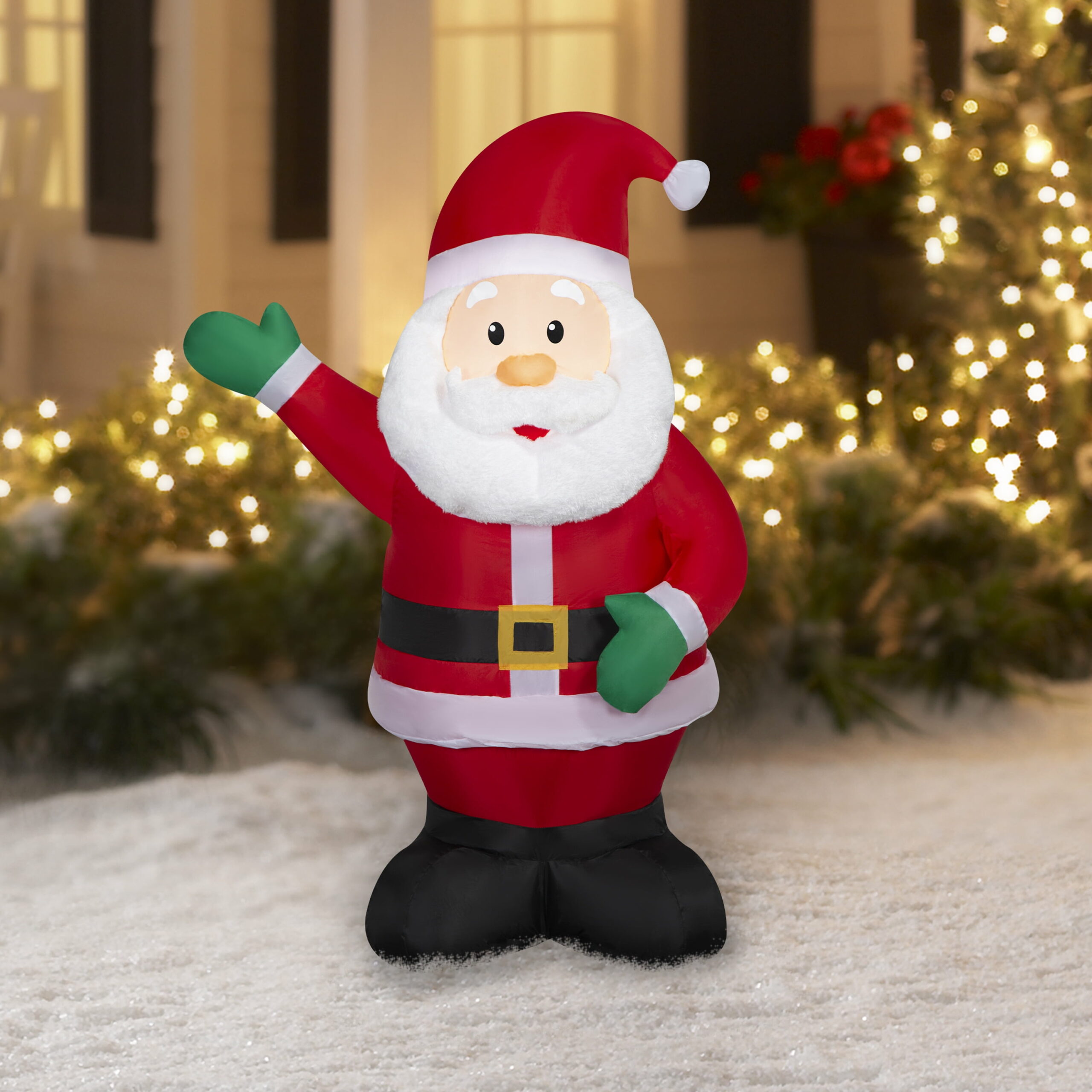 Gemmy Christmas Airblown Inflatable Santa, 4 ft &ndash; Outdoor Yard Decoration with LED Lights