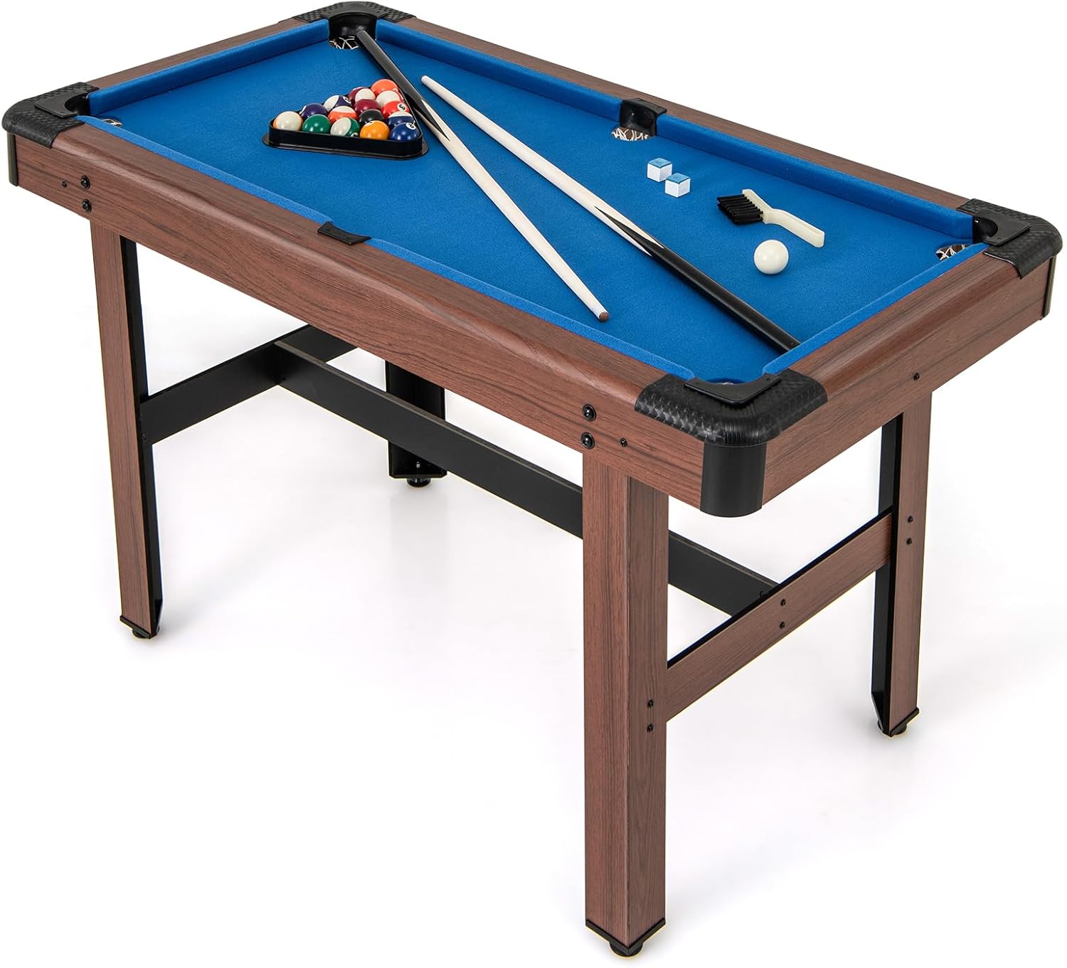 COSTWAY Tavolo da Biliardo, Tavolo da Gioco Biliardo in Legno con Set di Palline 2 Steccette 2 Gessi Triangolo Spazzola, Mini Tavolo da Biliardo per Sala Giochi bar Palestra, 122x61x76 cm
