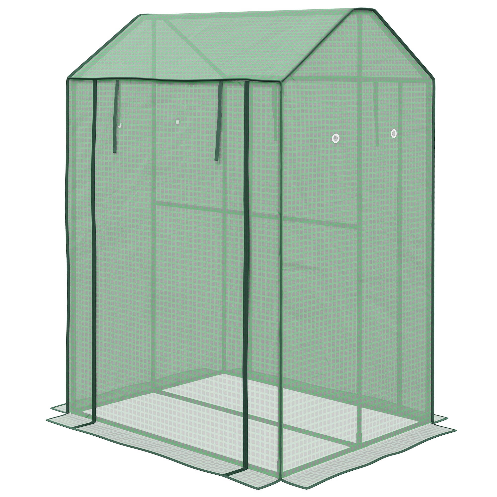 Outsunny Garten-Gewächshaus mit 2 Räumen und 2 aufrollbaren Türen - 0,8 m² Tomaten-Gewächshaus Maße 1L x 0,8B x 1,5H m, Stahl und PE