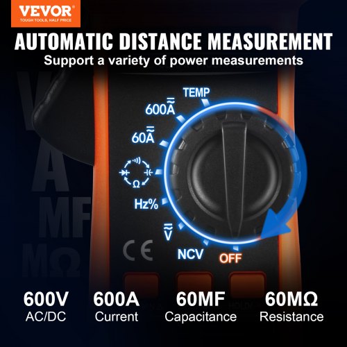 VEVOR Stromzange Zangenmessgerät Zangenamperemeter Zangenmultimeter 5999 Counts