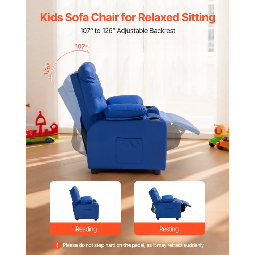 VEVOR Kinder-Liegestuhl mit Getränkehaltern Blau Kindersessel Relaxsessel