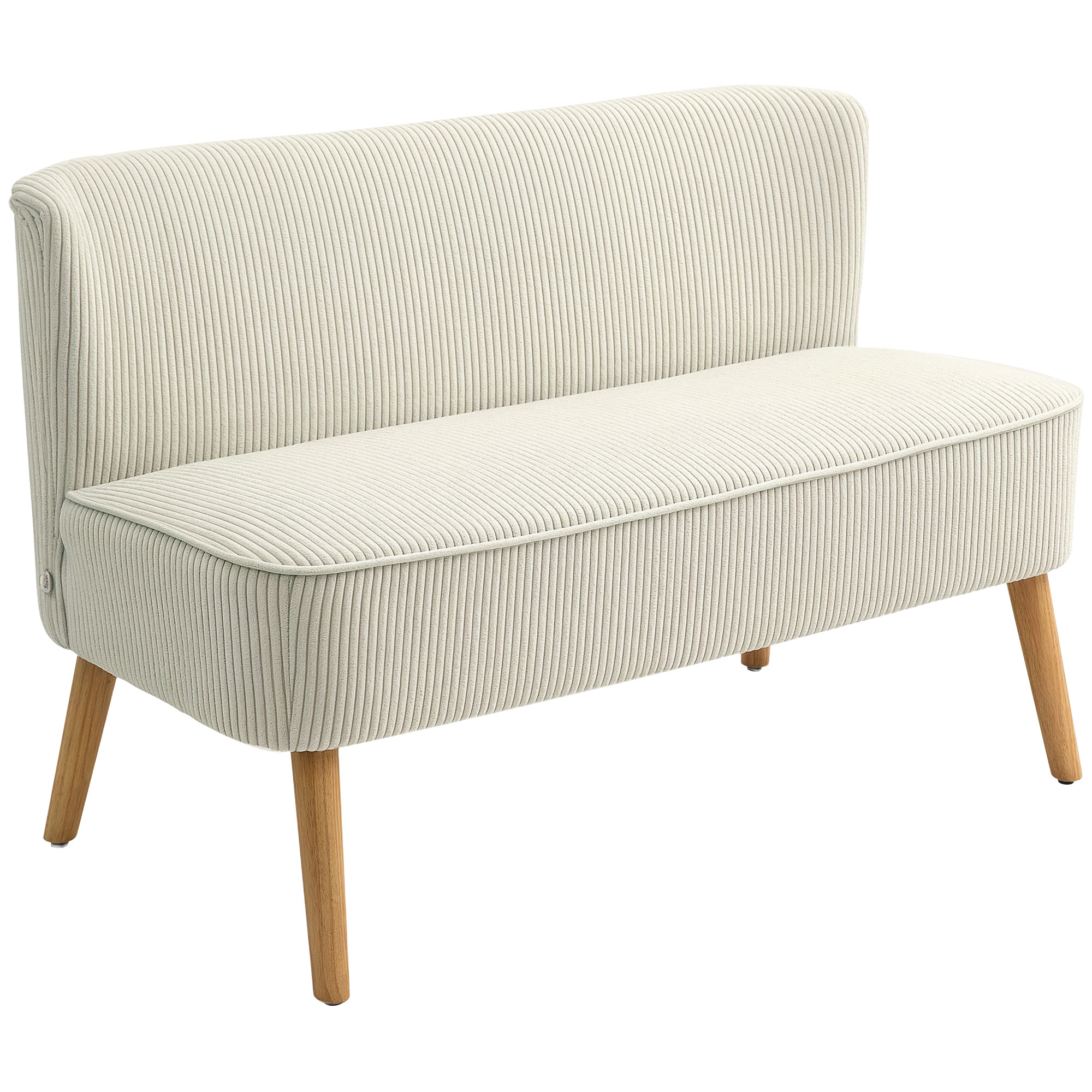 HOMCOM 2-Sitzer Sofa, weiche Polsterung, pflegeleichter Bezug, bis 150 kg belastbar, 117 x 56,5 x 77 cm, Cremeweiß