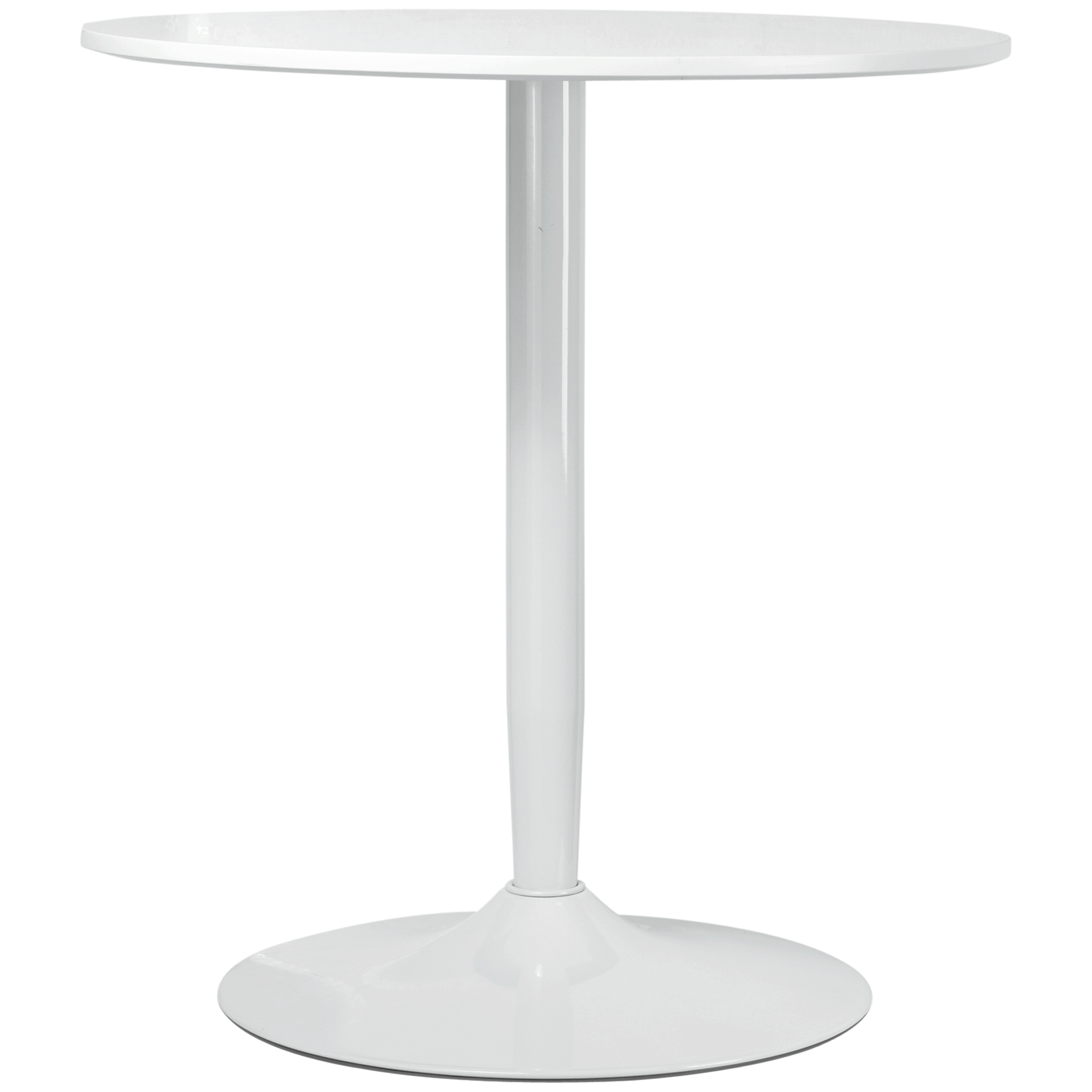 HOMCOM Esstisch für 2 Personen, runde Tischplatte, Stahlfuß, weiß, 70 x 70 x 75 cm