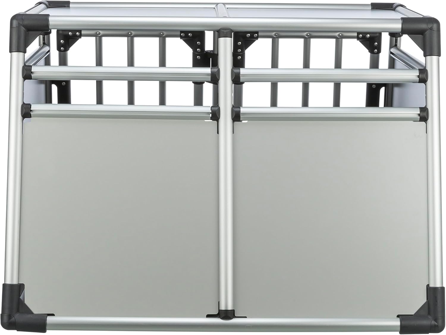 TRIXIE Hunde-Transportbox, Aluminium, L: 92 x 64 x 78 cm, grafit, rutschfste Liegematte, Klettleiste am Boden, Sicherheitsverschluss, stabil und geruscharm, hochgeschlossene Wnde - 39338