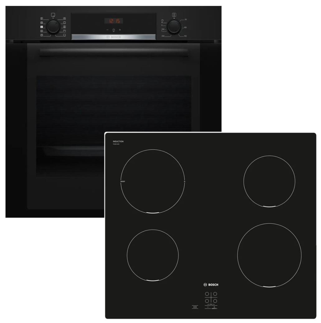 Backofen-Set Hydrolyse Teleskopauszug + Induktionskochfeld Booster autark 60 cm