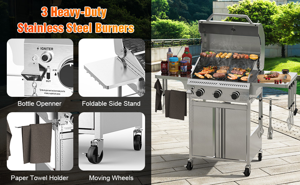 Grill with Foldable Side Table