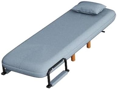 Letto per ospiti pieghevole per adulti, in tessuto di cotone e lino, spugna ad alta resilienza, multi-velocità regolabile, letto da viaggio portatile per casa, campeggio, vacanze (grigio, 100 cm)