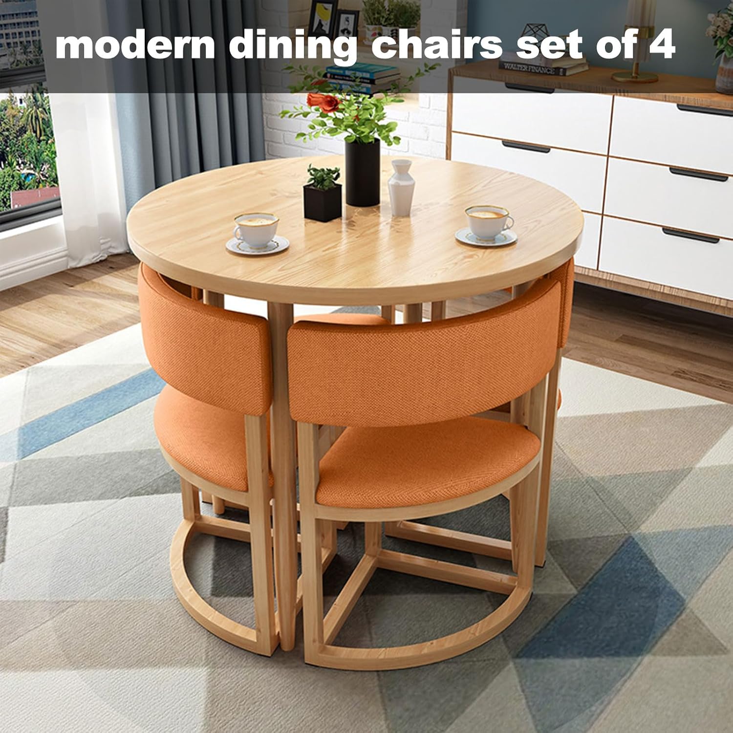 Set di 5 pezzi tavolo da pranzo in legno con piano in finto marmo e sedie imbottite, perfetto per sala da pranzo, sala conferenze, reception, colore grigio