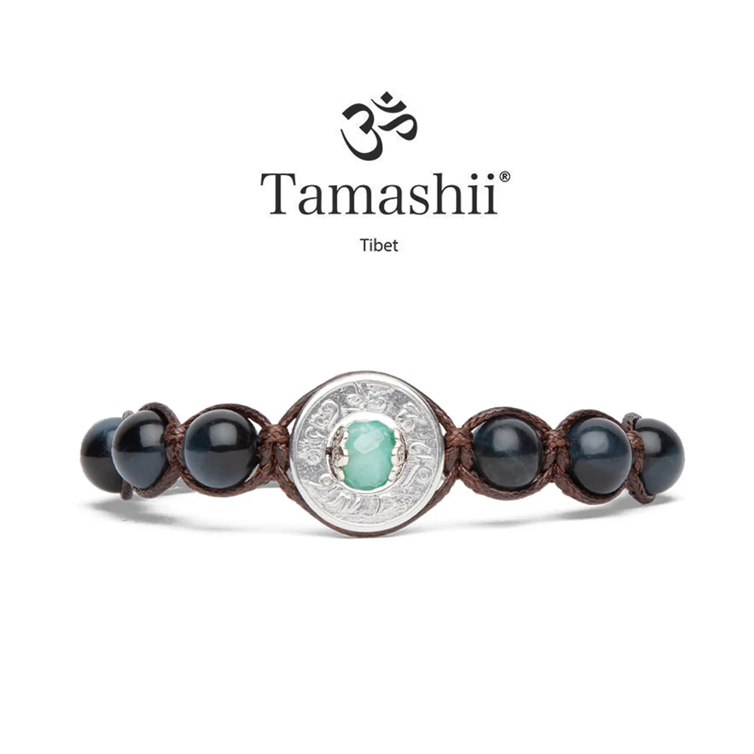 Bracciale Tamashii ruota della preghiera Smeraldo e Occhi di Falco BHS339-245E