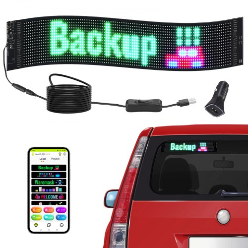 VEVOR Programmierbares LED-Schild, P6 Vollfarb-LED-Scrolling-Panel, DIY-Anzeigetafel mit benutzerdefiniertem Textanimationsmuster, Bluetooth-App-Steuerung, Nachrichten-Ladenschild 68 x 12 cm