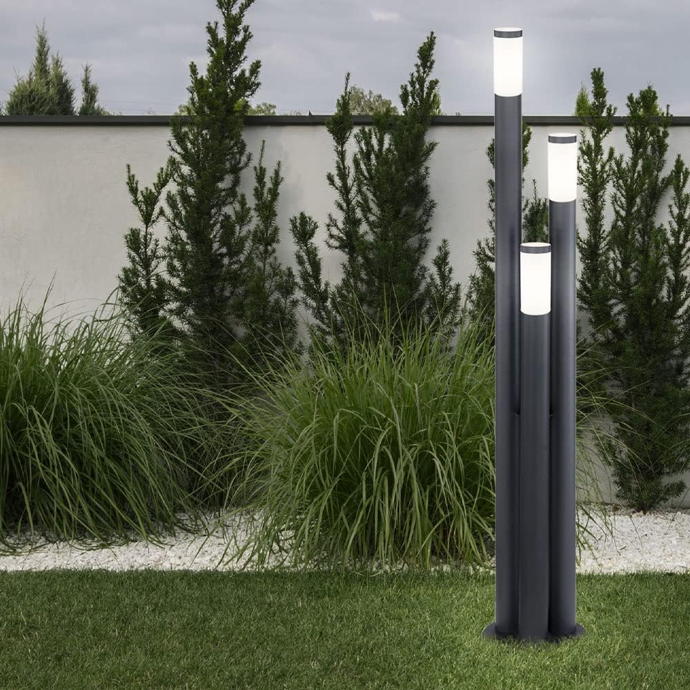 Außenleuchte Stehlampe Wegeleuchte außen Gartenlampen anthrazit IP44, Edelstahl Kunststoff opal modern, 1x LED warmweiß, DxH 28x170cm