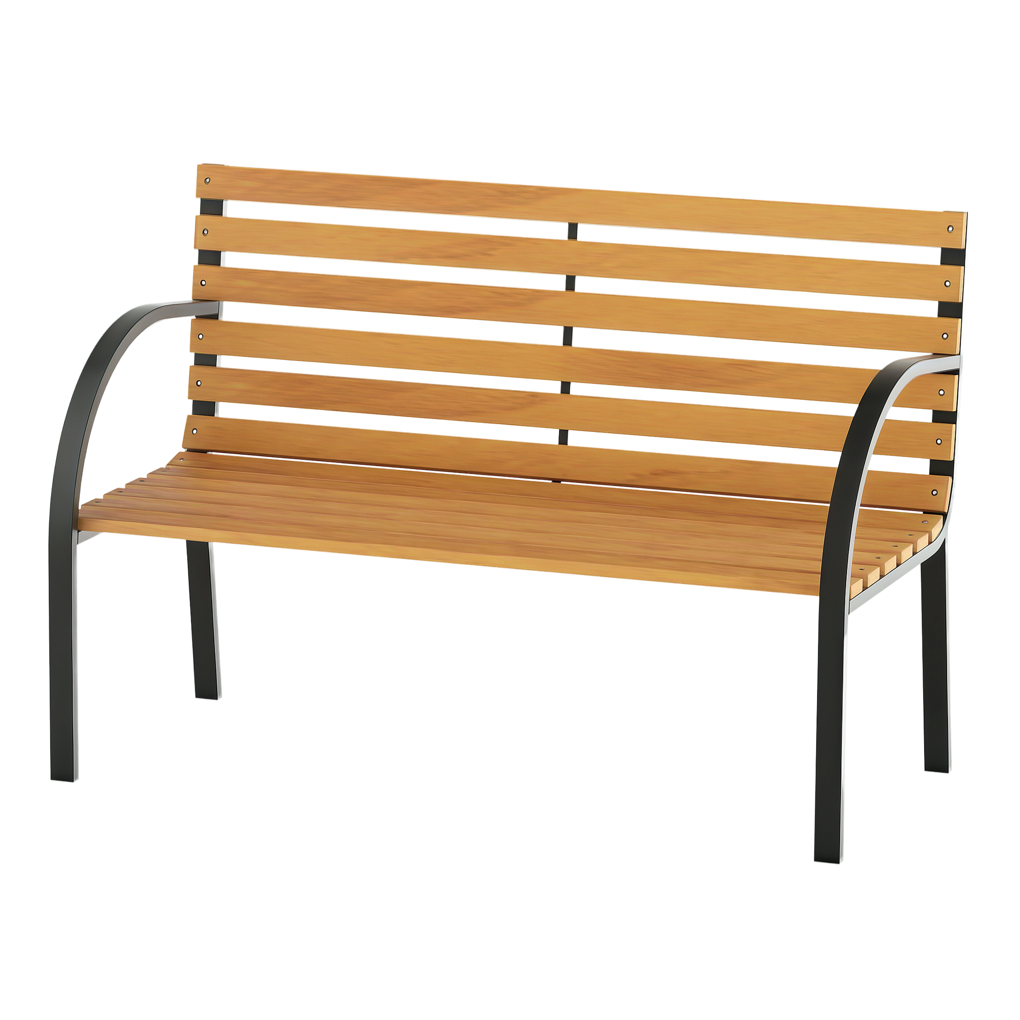 Outsunny Gartenbank Sitzbank Parkbank 2-Sitzer Garten Stahl+Kiefernholz Natur B122 x T60 x H83 cm