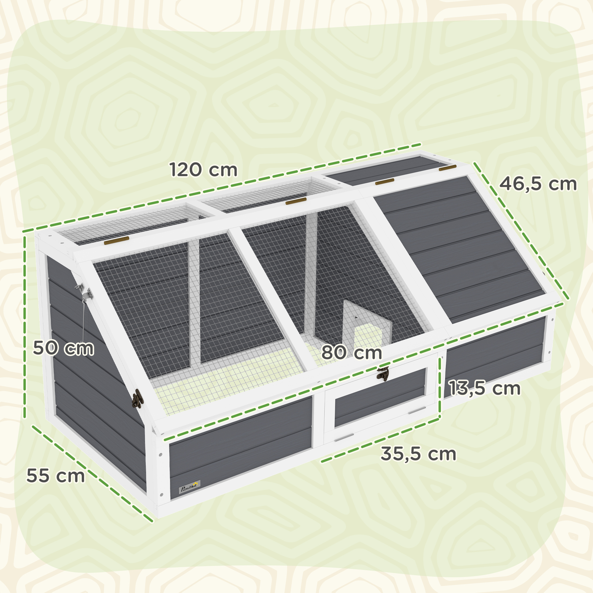 Schildpaddenverblijf, Buiten Schildpaddenkooi, Bodemloos Ontwerp, Gemakkelijk te Openen, Lichtgrijs