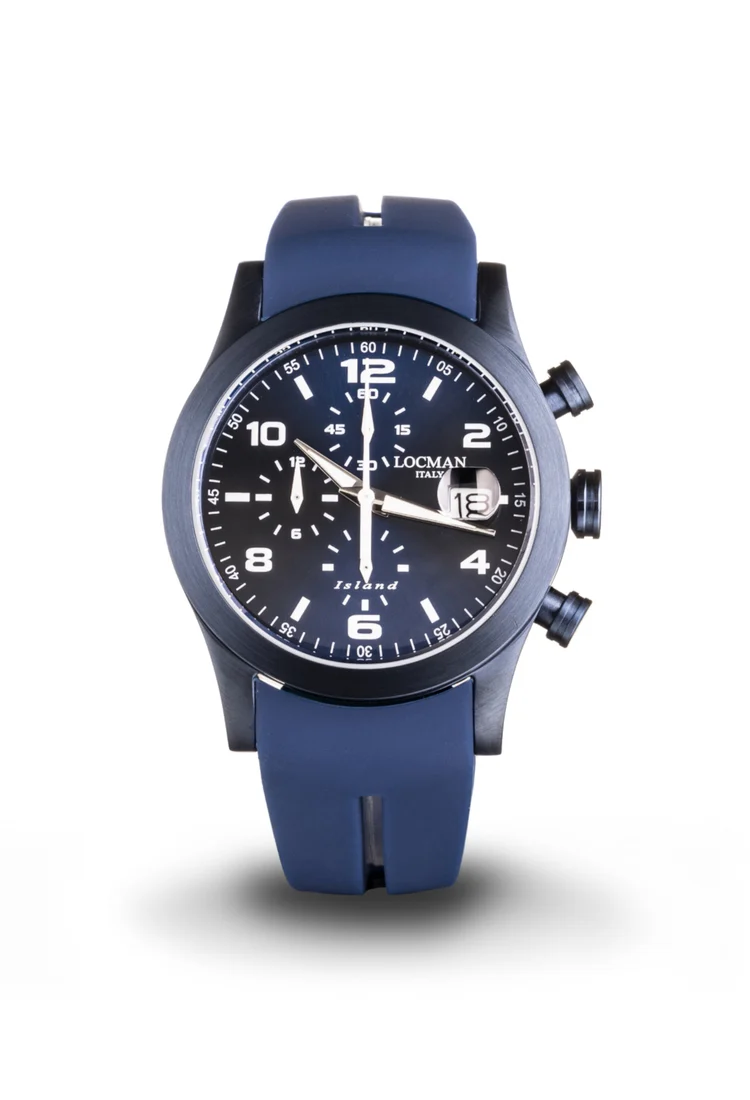 Orologio Locman Island Crono PVD blu silicone 0618B02S-BLBLWHSB