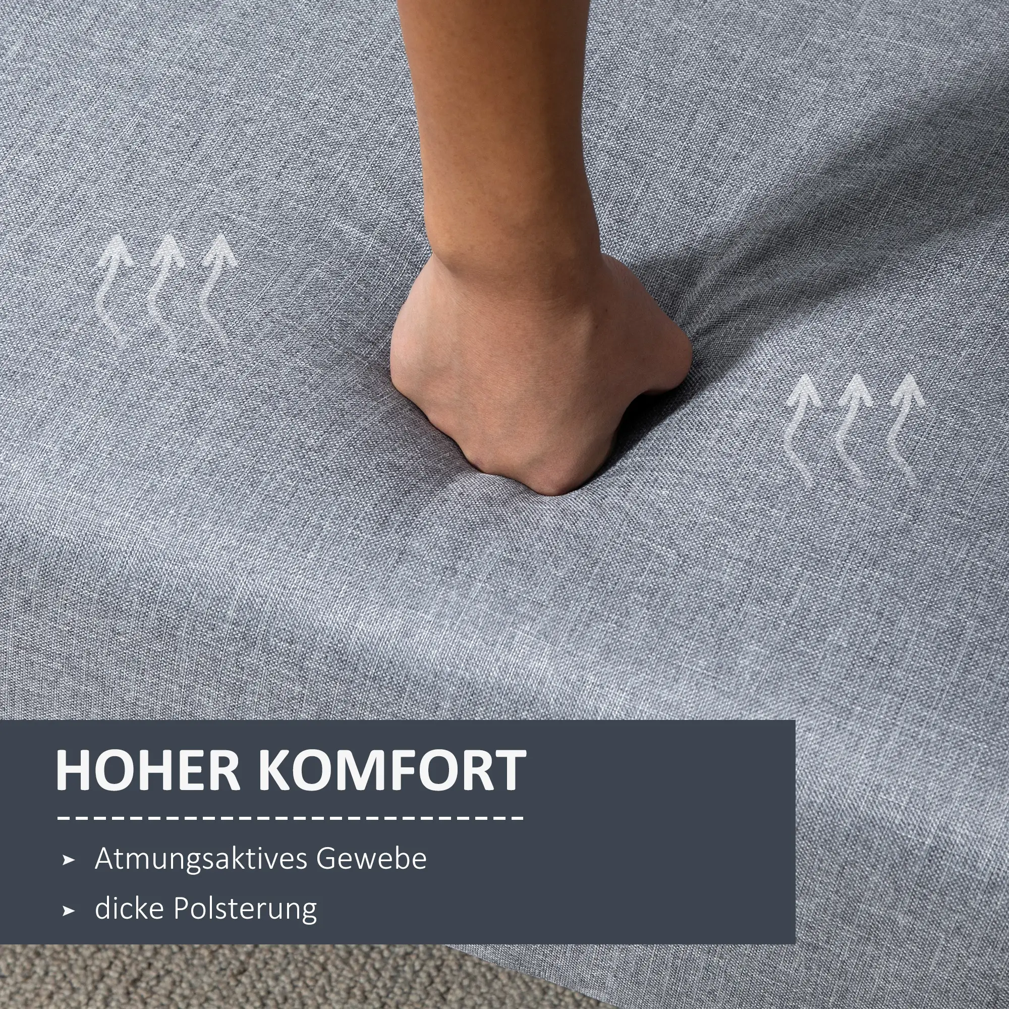 HOMCOM Schlafsofa 2-Sitzer verstellbare Rückenlehne Gästezimmer hellgrau