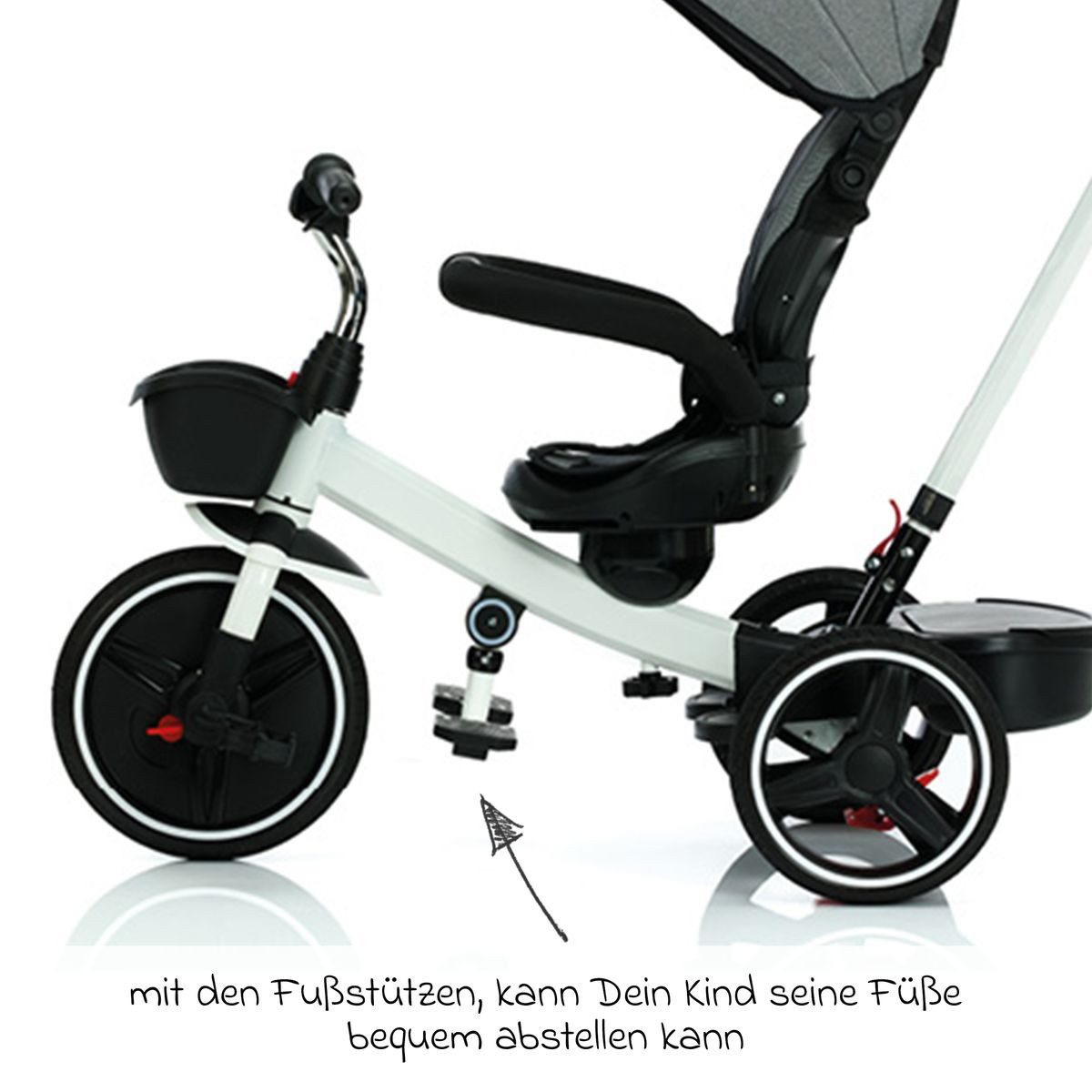 Dreirad-Kinderwagen Niki 360 - Weiß Grau