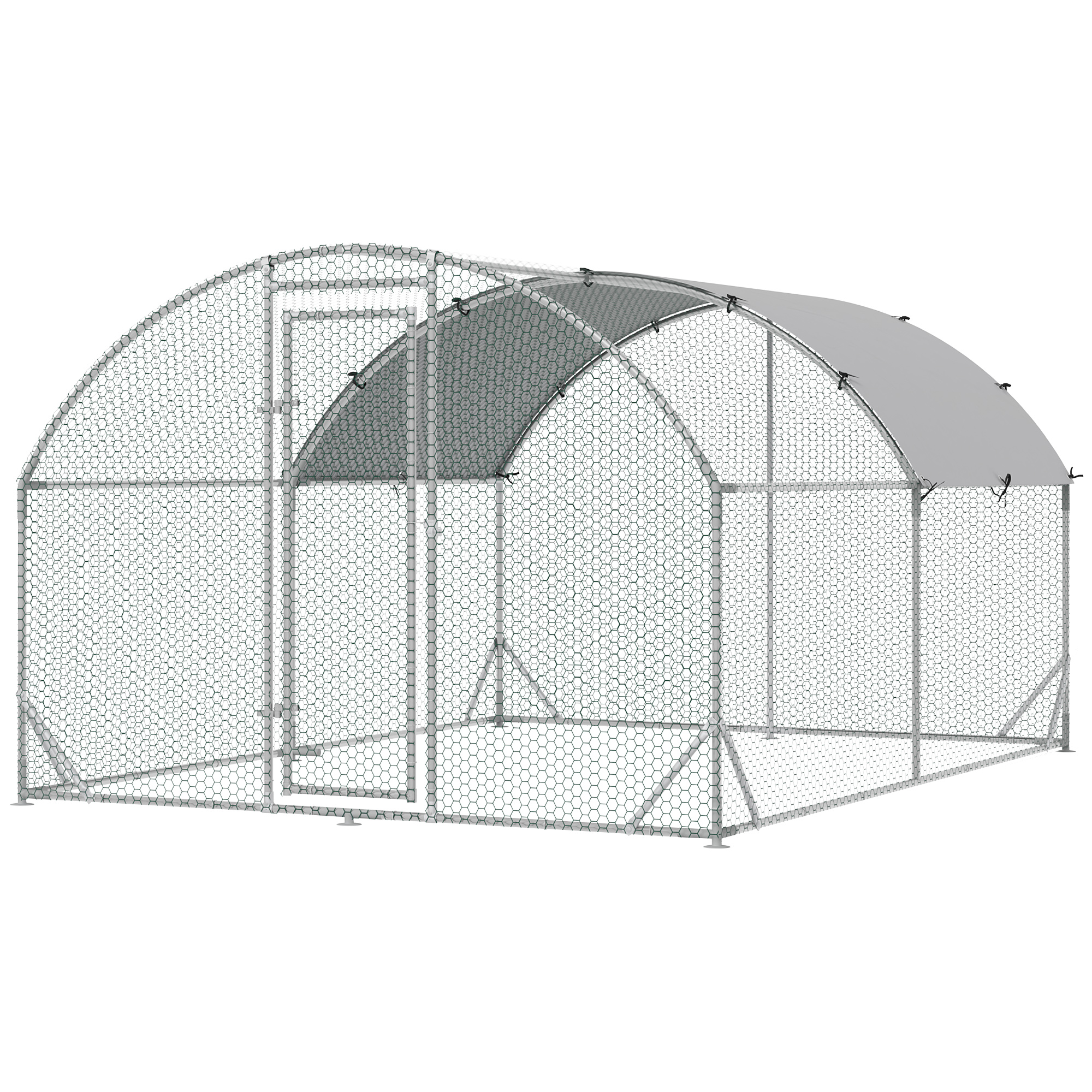 PawHut Gehege für Kleintiere, Outdoor-Freilaufgehege für Hühner, Kaninchen, Enten, stabile Konstruktion, Stahl und Oxford-Stoff
