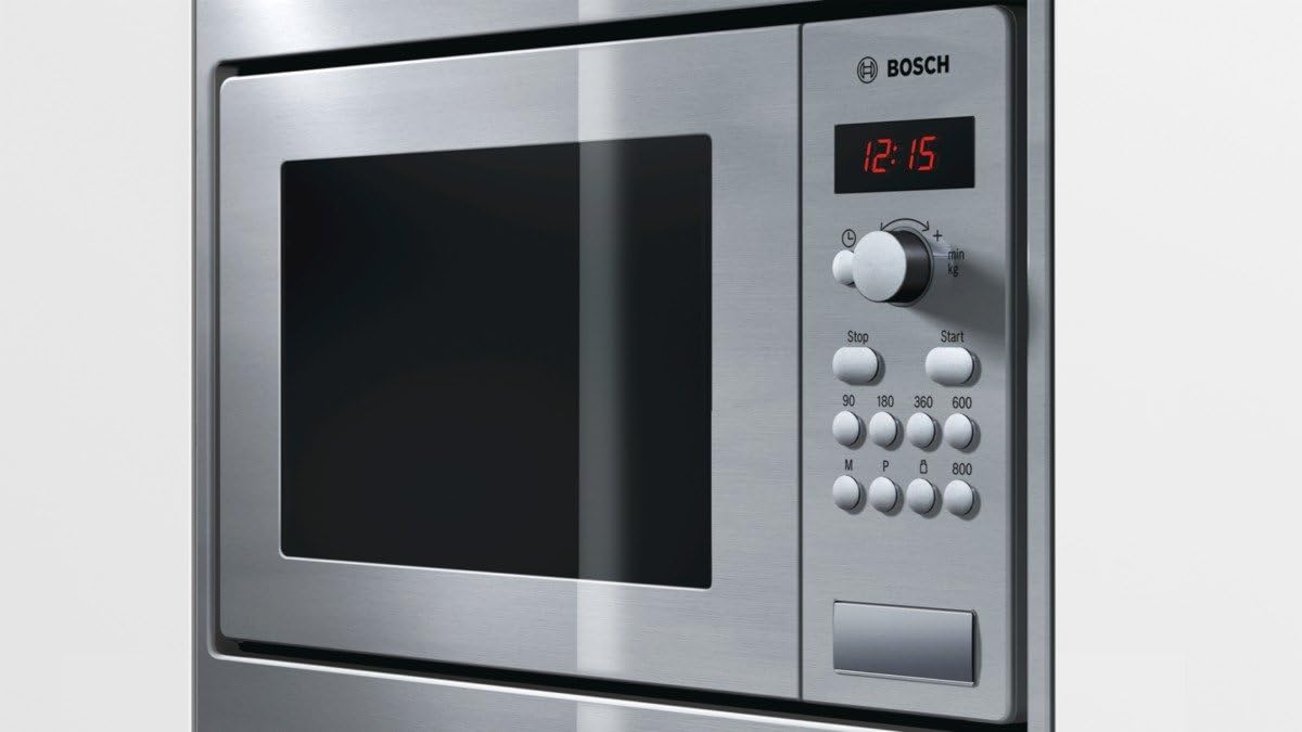 Bosch BFR634GS1 Serie 8 Einbau-Mikrowelle, Türanschlag Rechts, AutoPilot 7 Automatikprogramme, Reinigungsunterstützung, TFT-Touchdisplay, LED-Beleuchtung gleichmäßige Ausleuchtung, 38 x 60 cm, 900 W