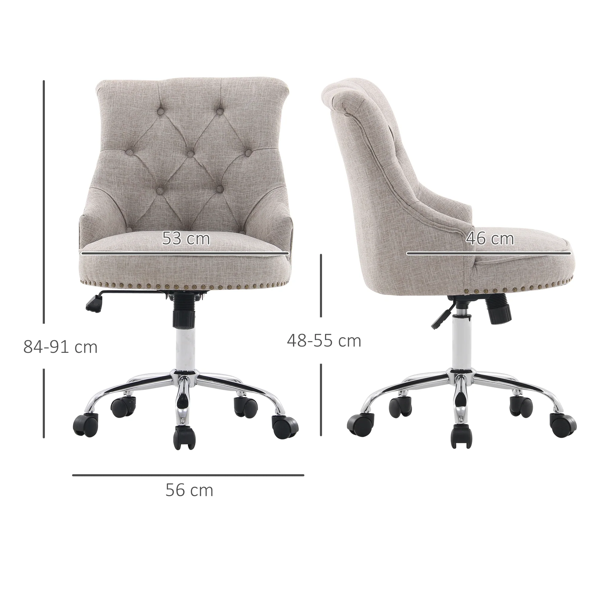 HOMCOM Polsterstuhl Bürostuhl höhenverstellbar Chesterfield Design