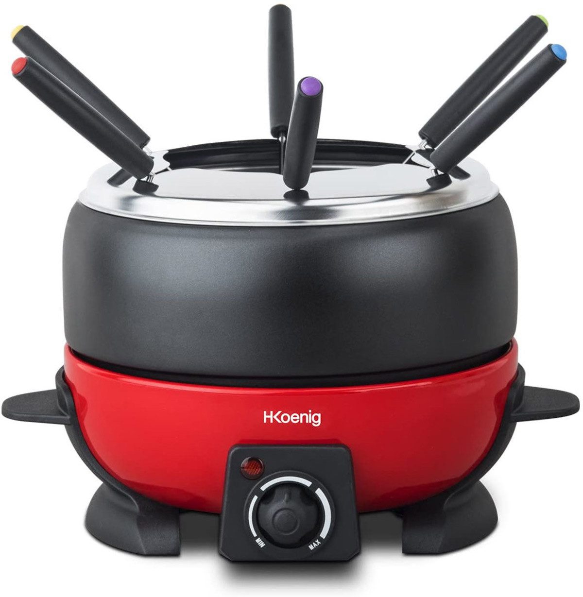 Raclette und Fondue-Set ALP1800 elektrisches Fondue-Set, schwarz-rot für 6 Personen