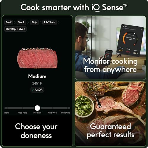 CHEF iQ Sense Smart Wireless Meat Thermometer with 2 Ultra Thin Probes, Unlimited Range Bluetooth Meat Thermometer, Digital Food Thermometer for Remote Monitoring of BBQ Grill, Oven: Home & Kitchen