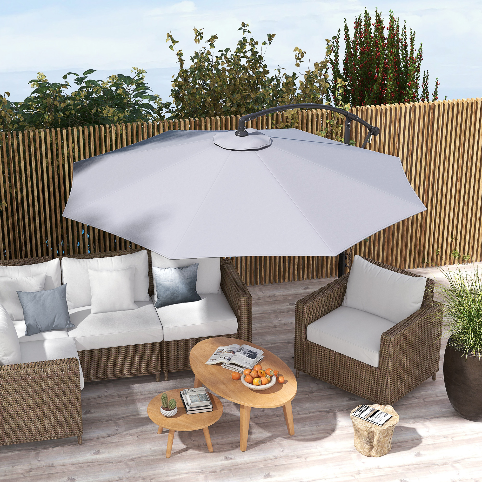 Outsunny Ersatzbezug für Sonnenschirm mit Ø295 cm aus wasserfestem grauem Polyester mit oberer Belüftungsöffnung