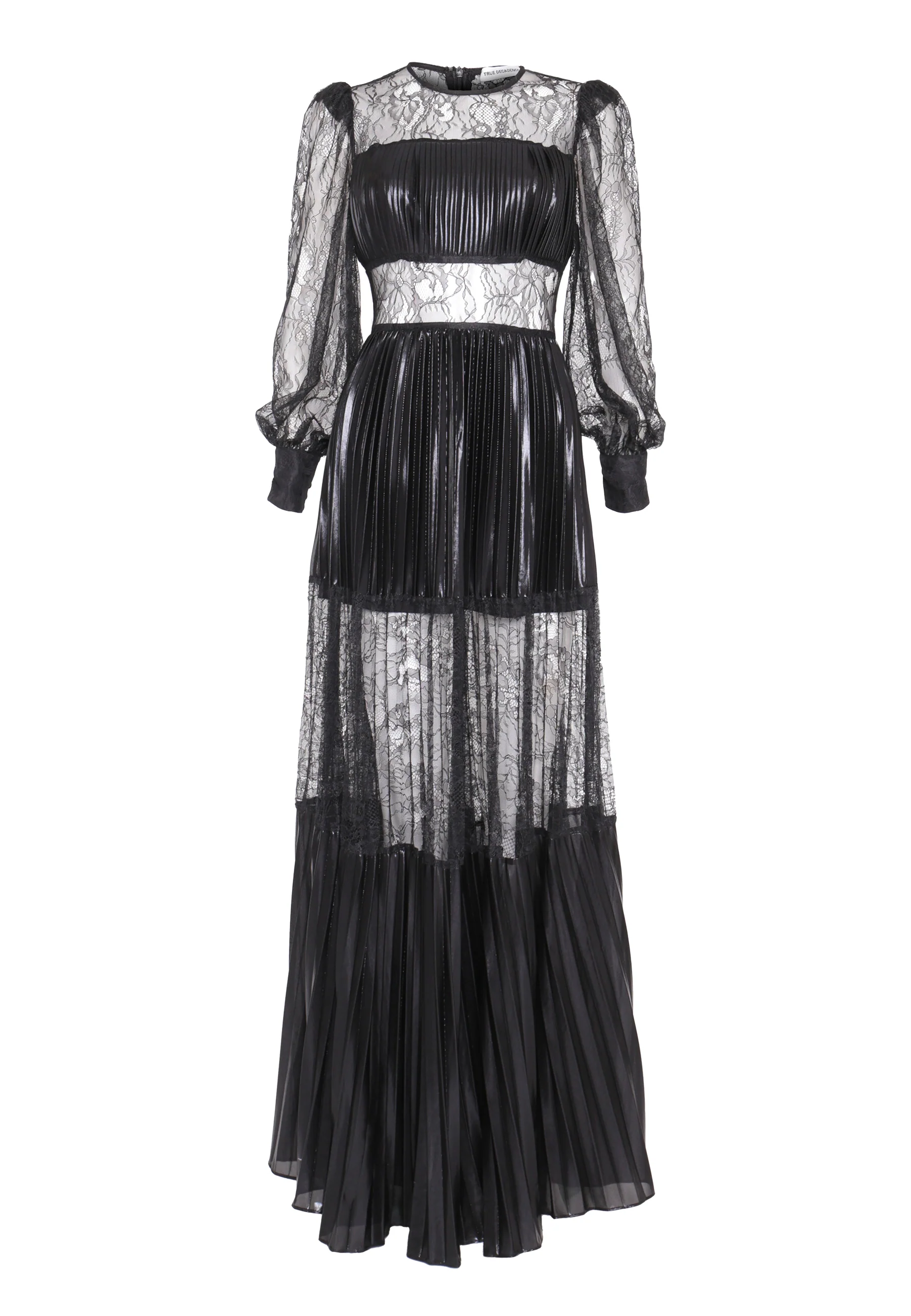 Amanda Black Sheer Pleated Maxi Dress