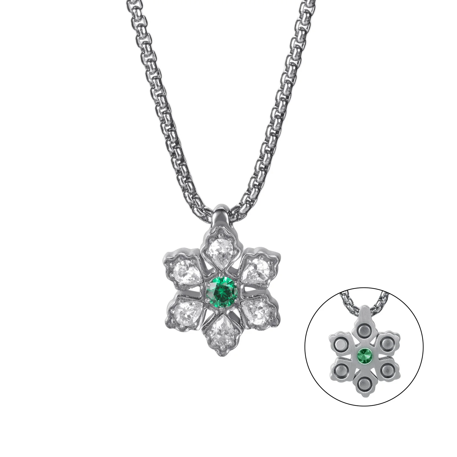 RainSo Ultra Strength Women Magnetic Snowflake Necklace, Green