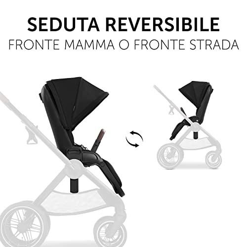 hauck Passeggino 2in1 Walk N Care Air Set   Culla Neonato con Ruote ad Aria, Seduta Reversibile e Reclinabile   Altezza Regolabile   Fino a 25kg   Nero : Prima infanzia