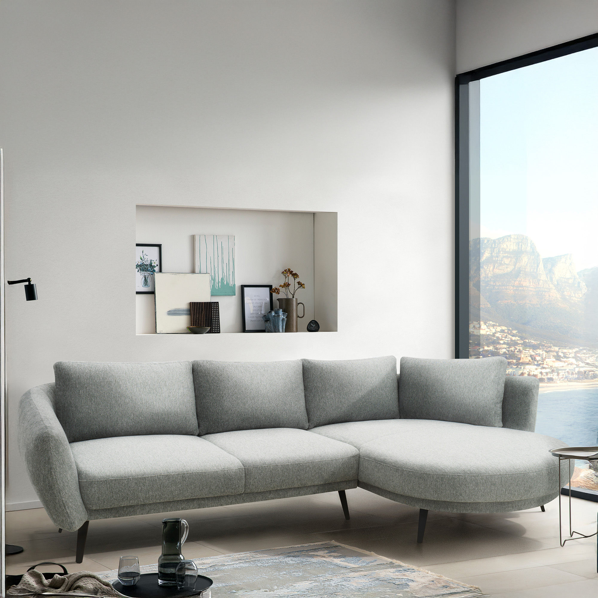 Ecksofa 200 020, Sofa in L-Form, Federkernpolsterung, 292 x 180 x 85 cm (BxTxH), grau