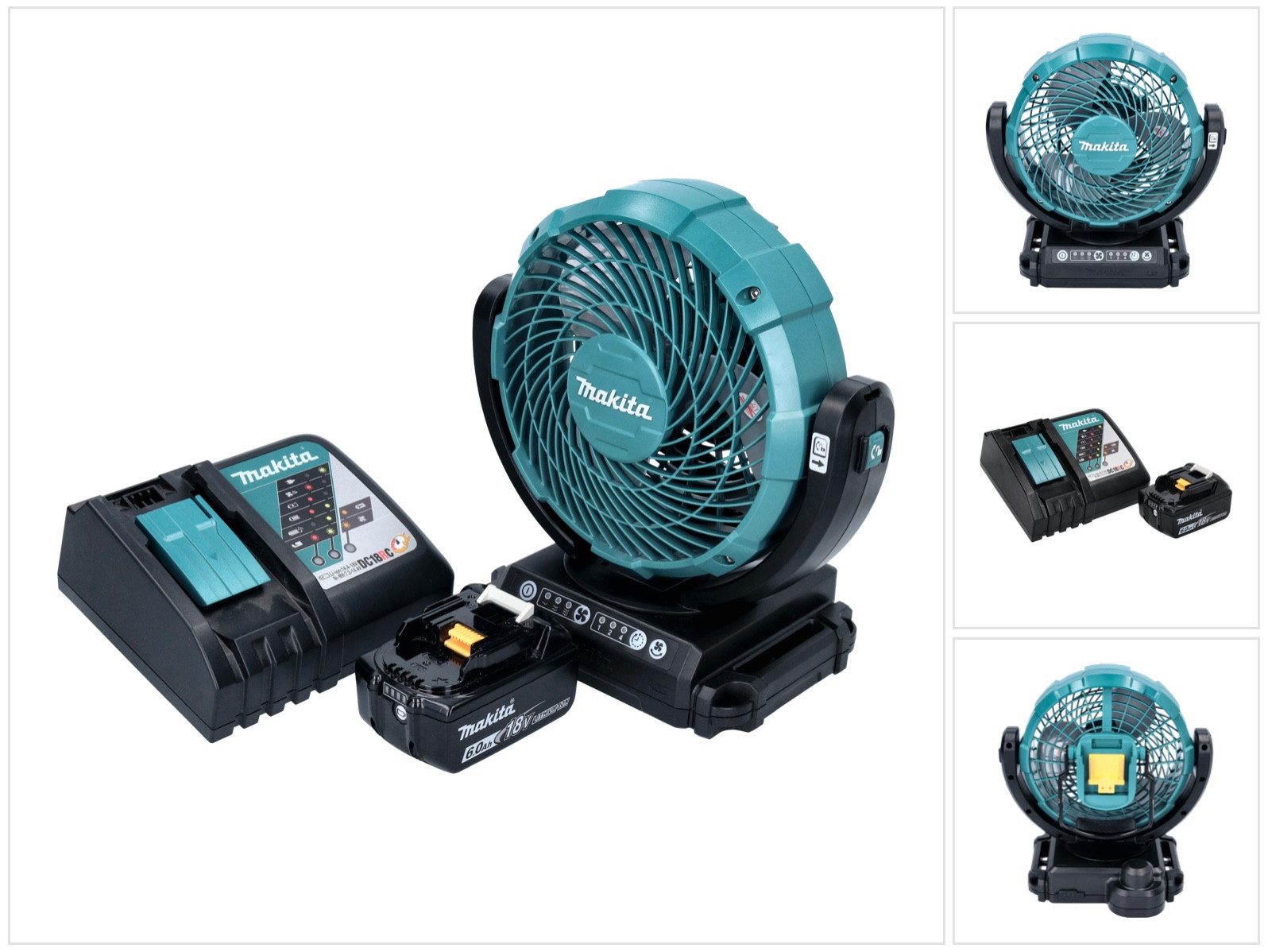 Akku-Standventilator DCF 102 RG1 Akku Ventilator Lüfter 18 V 18 cm + 1x Akku 6,0 Ah + Lade