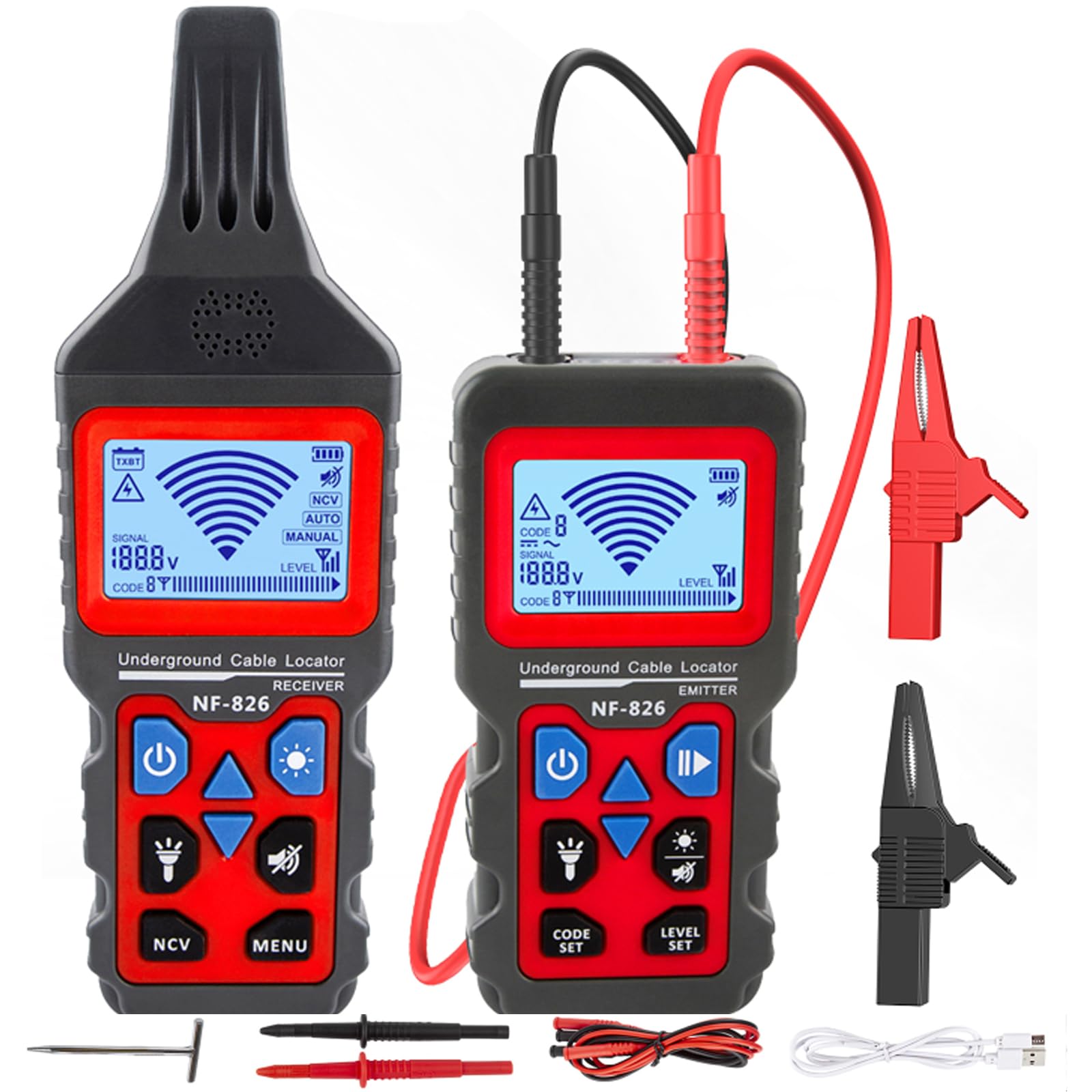 NOYAFA NF-826 Underground Cable Locator Wire Tracker, Wand Rohr Detektor, Kurzschluss Unterbrechung Tester