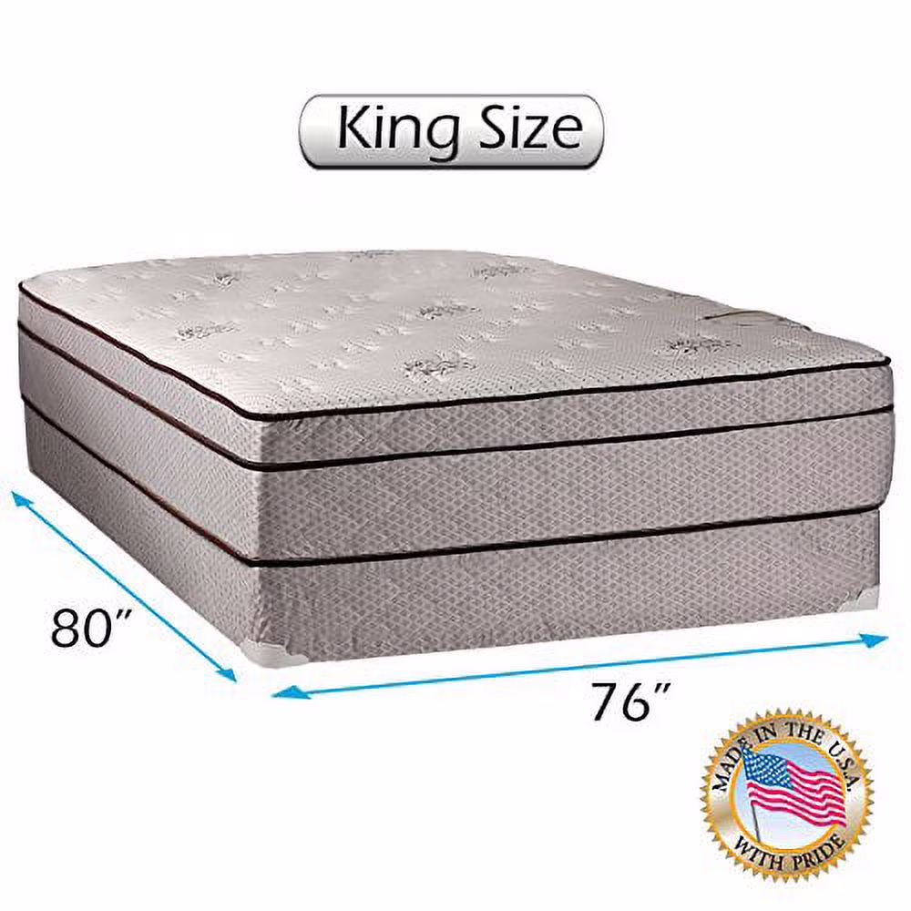 Fifth Ave Plush Foam Encased Eurotop (PillowTop) Mattress and Box Spring Set (King Size-76"x80"x13") Sleep System with Enhanced Cushion Support, Fully Assembled, Orthopedic by Dream Solutions USA