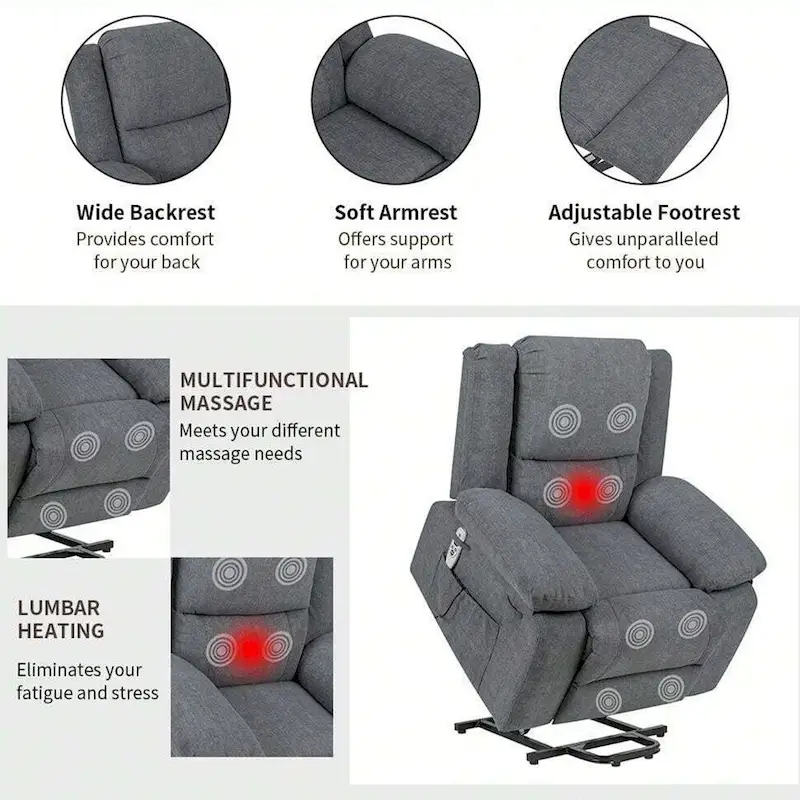 Electric Massage Power Recliner Chair, Multi-function Lifting, Timing
