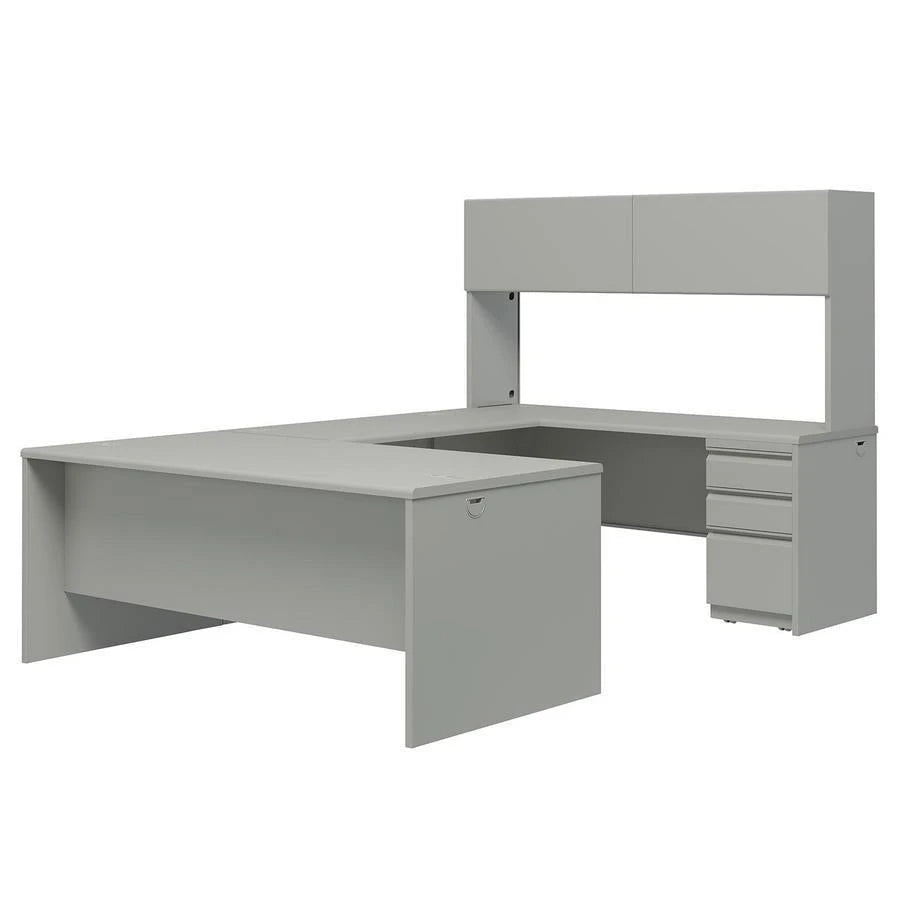 Hon 38000 Series 72&prime;&prime; Steel U Workstation with Stack on Storage, Light Gray