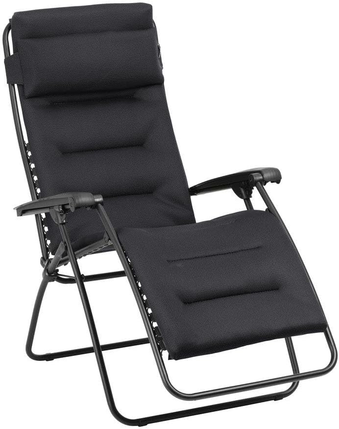 Lafuma MOBILIER, Gepolsterte Zero-Gravity-Relaxliege-Garten, Rsx Clip, AirComfort, Schwarz Acier LFM2058_6135-5 Jahre Garantie
