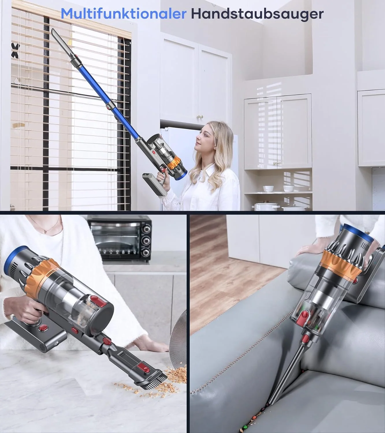 MIBODE Akku Staubsauger, 45000Pa/550W/70Mins Staubsauger Kabellos mit Smart Display, Staubsauger mit Automatikmodus & Anti-Verhedderung-Bürste für Teppich, Hartboden und Tierhaare