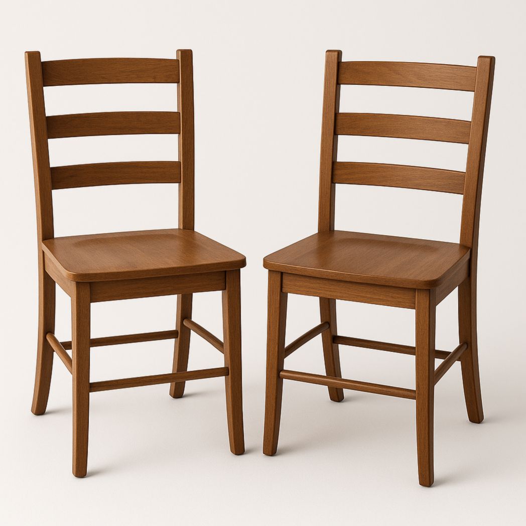 Juego de 2 sillas de comedor de madera maciza de roble marrón 95x45x50 cm