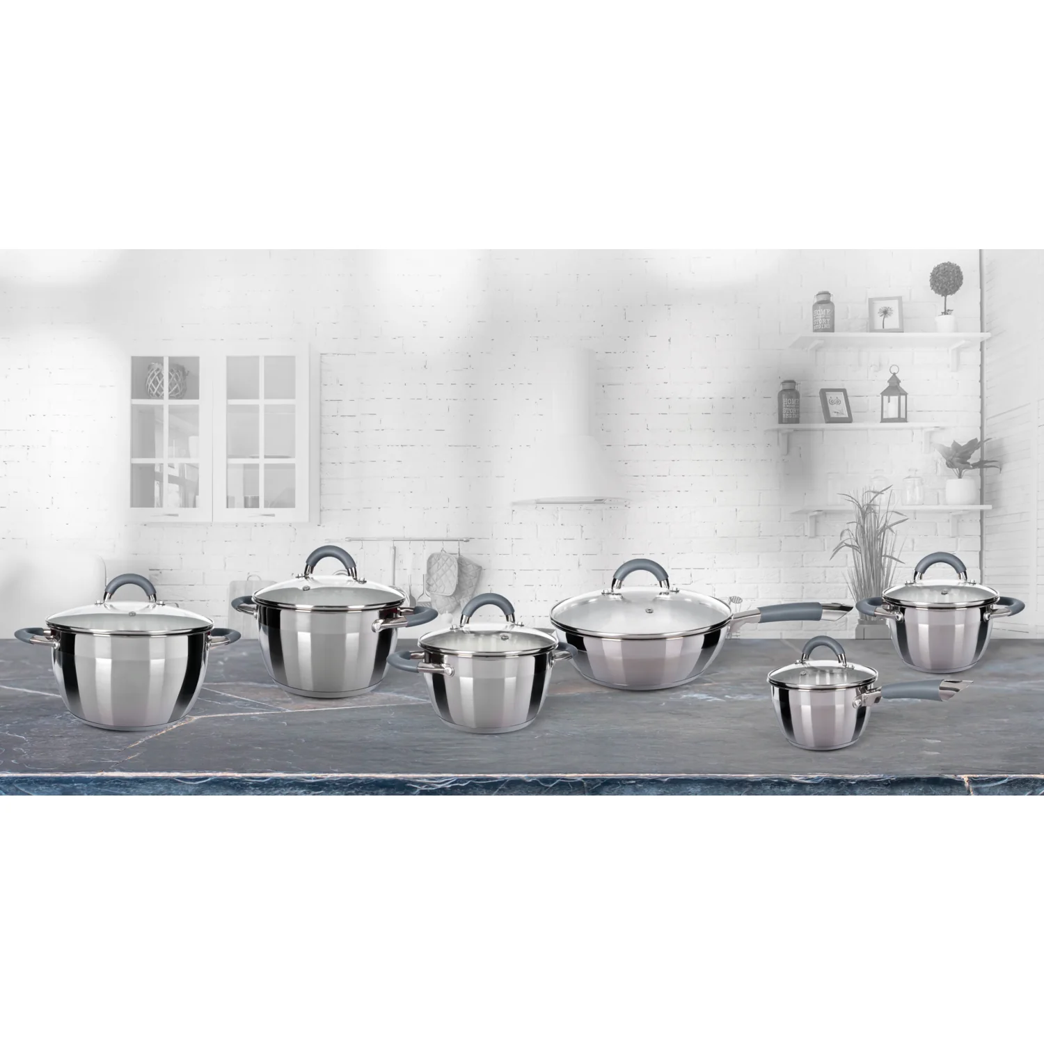 Batteria di pentole a induzione 12 pezzi Linea Grey Diamond