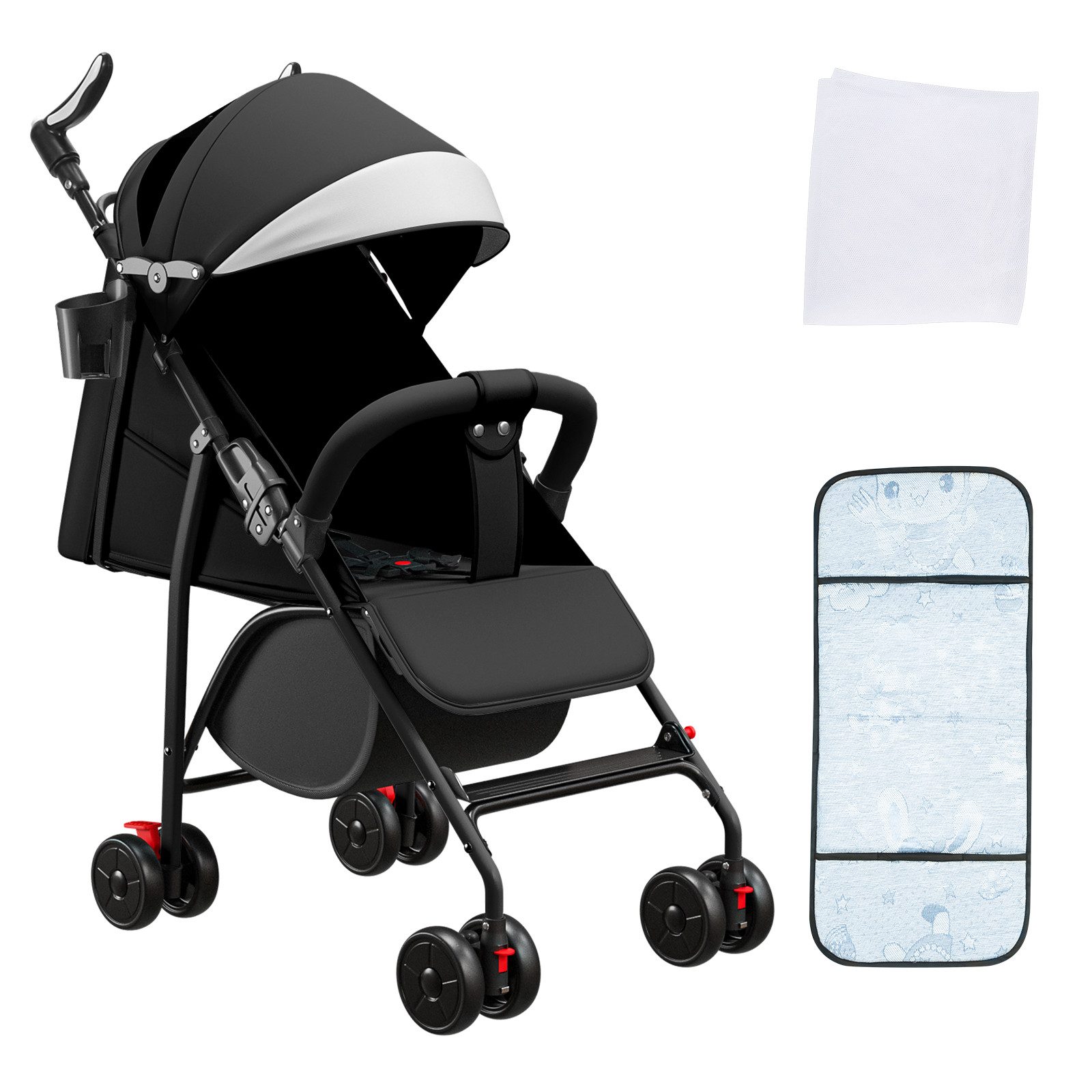 Kinder-Buggy Baby Kinderwagen, Klappbar Reisebuggy, Liegefunktion