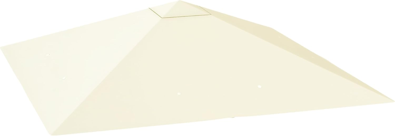 Outsunny Copertura per Gazebo 3x3 m da Giardino con 8 Fori di Drenaggio, Telo per Gazebo in Tessuto Oxford 600D Resistente all'Acqua 370g/㎡, UV30+, Bianco Crema